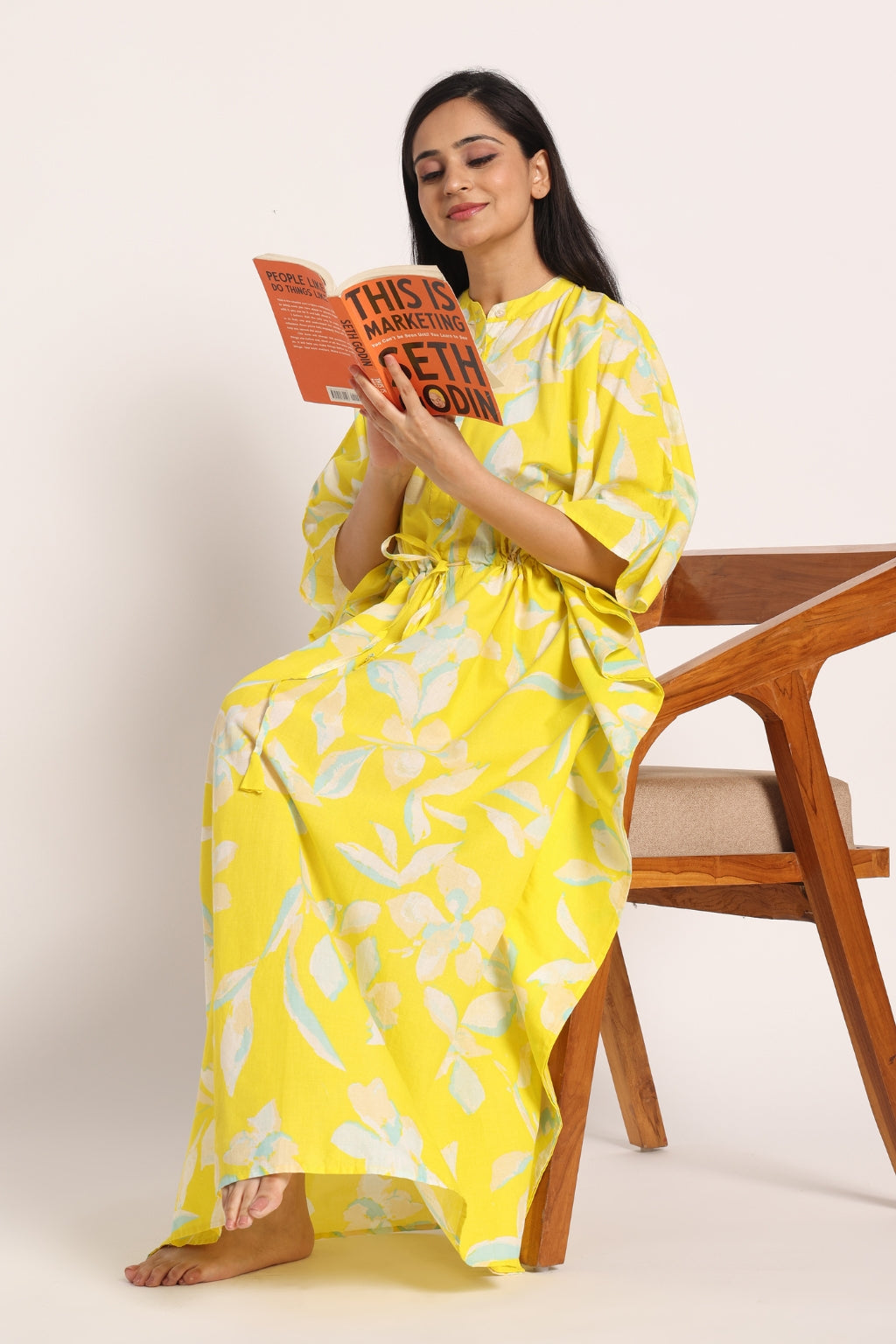 Mellow Yellow Petal Cotton Shirt Kaftan