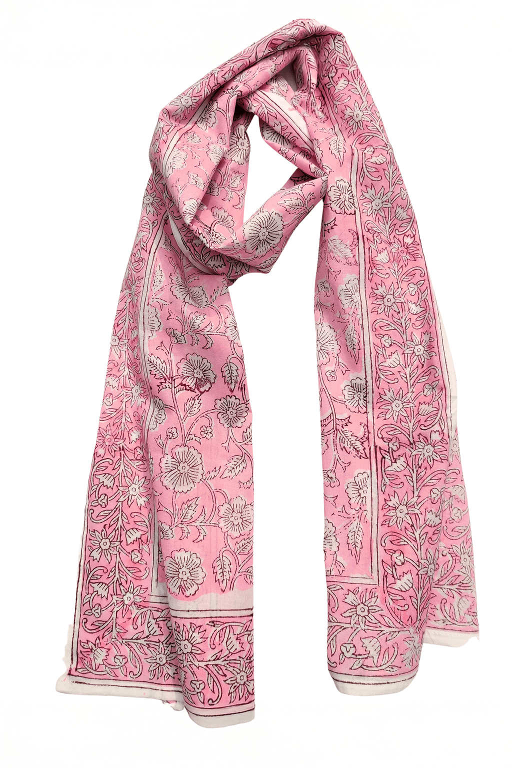 100% Cotton Pink Floral Bouquet Scarf