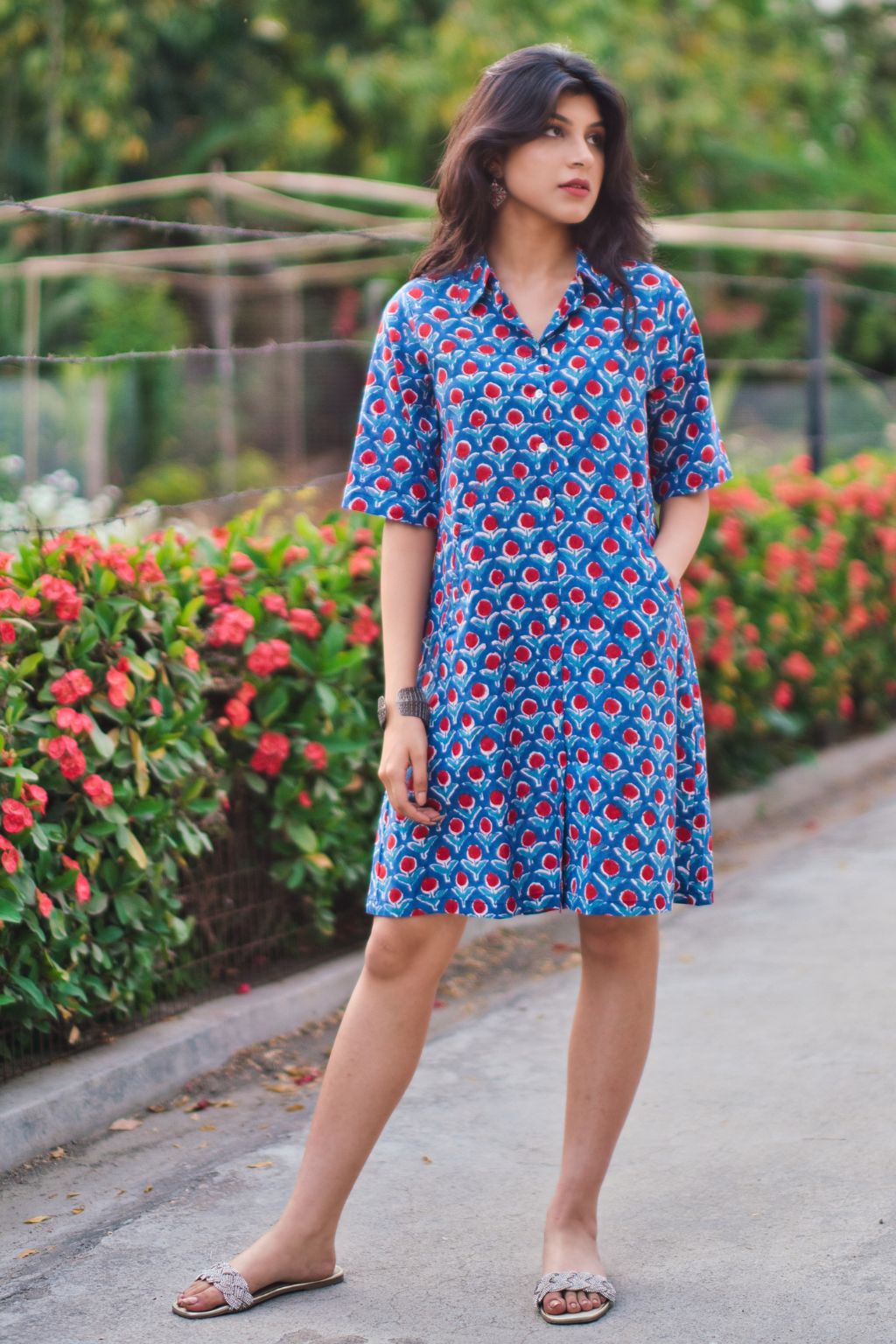 Ethnic Dots A-Line Shirt Dress