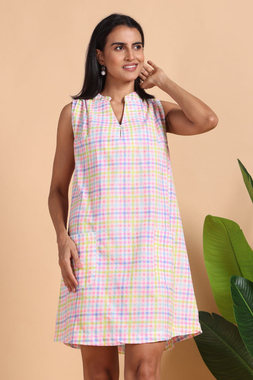 Luminous Slip Cotton Short Dress
