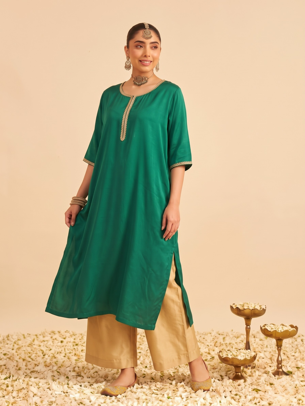 Emerald Modal Satin Kurta