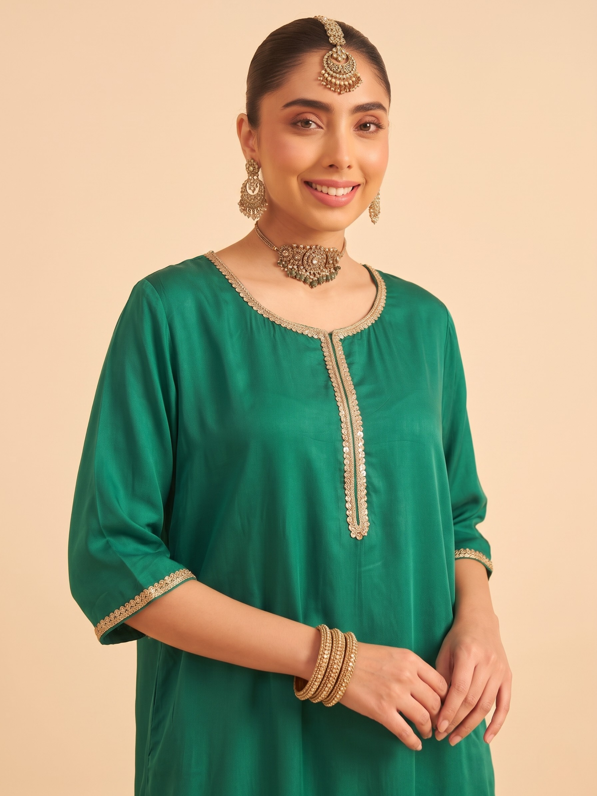 Emerald Modal Satin Kurta