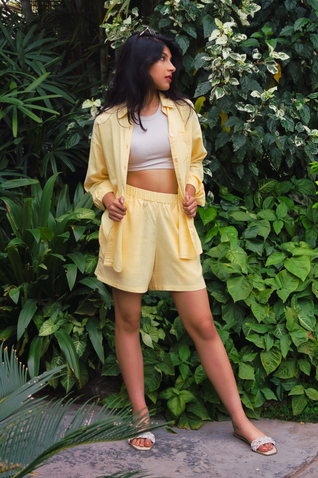 Lemon Drop Linen Shorts Set