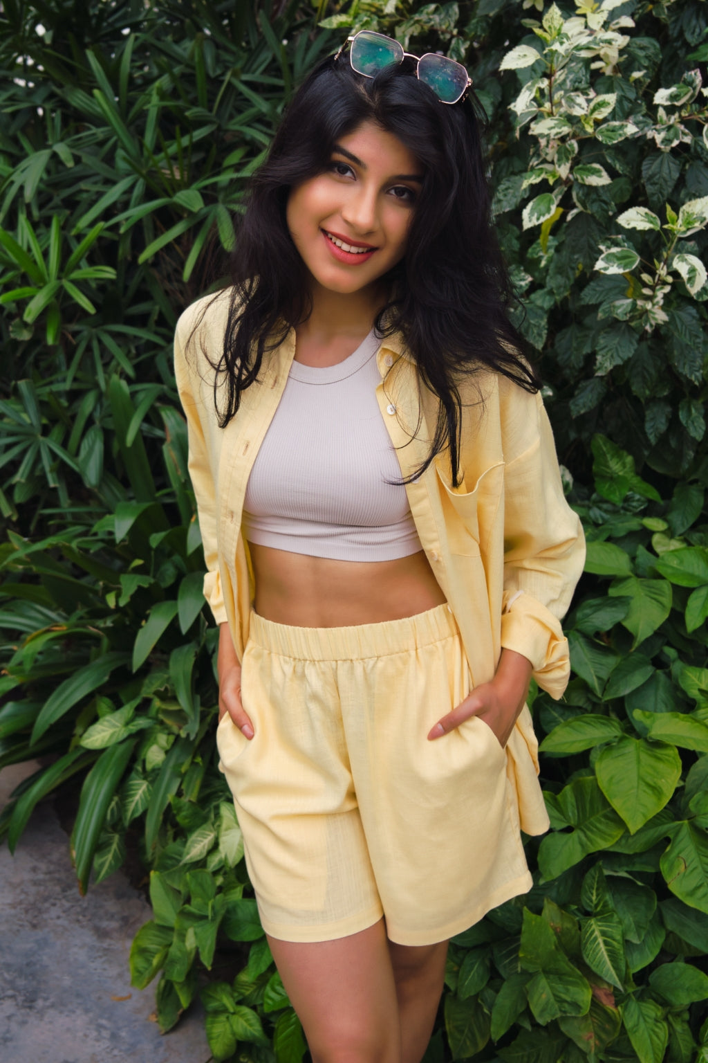 Lemon Drop Linen Shorts Set