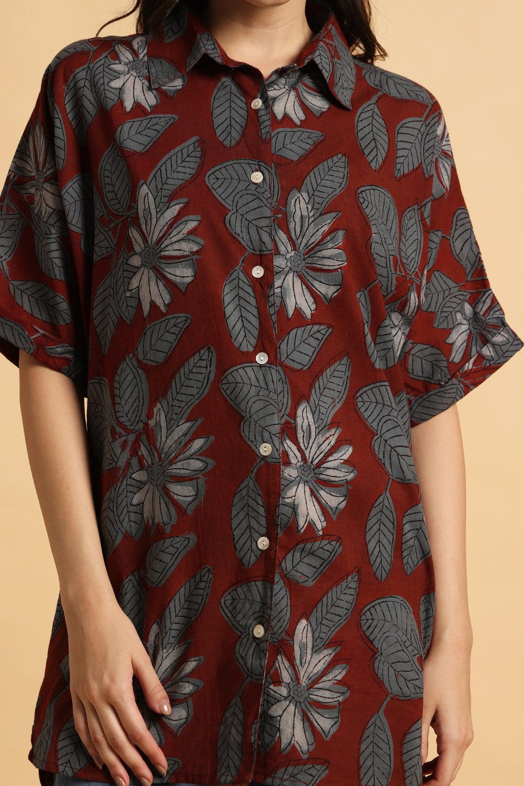 Mocha Madness Hand Block Printed Cotton Shirt