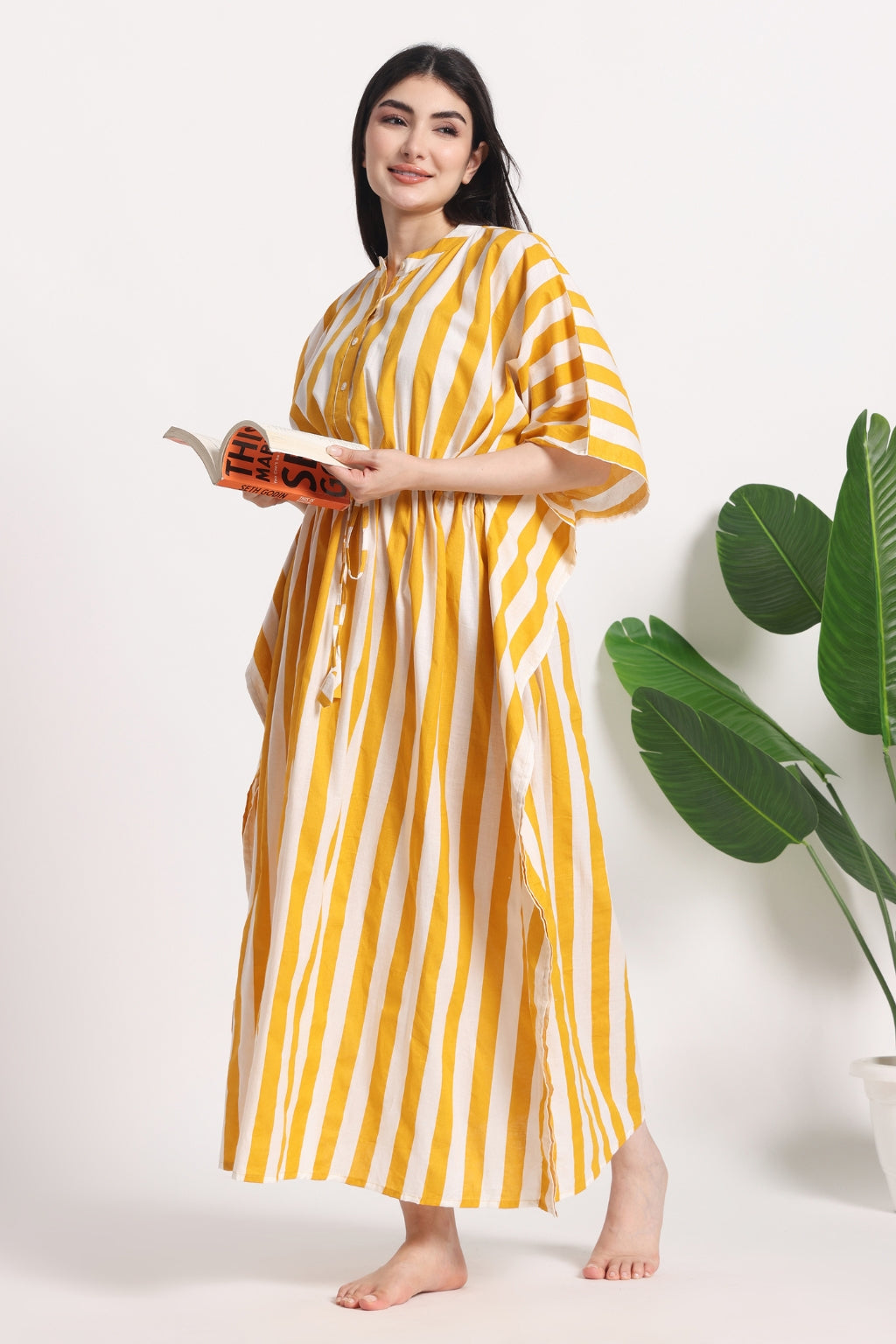 Sunny Stripes Cotton Shirt Kaftan