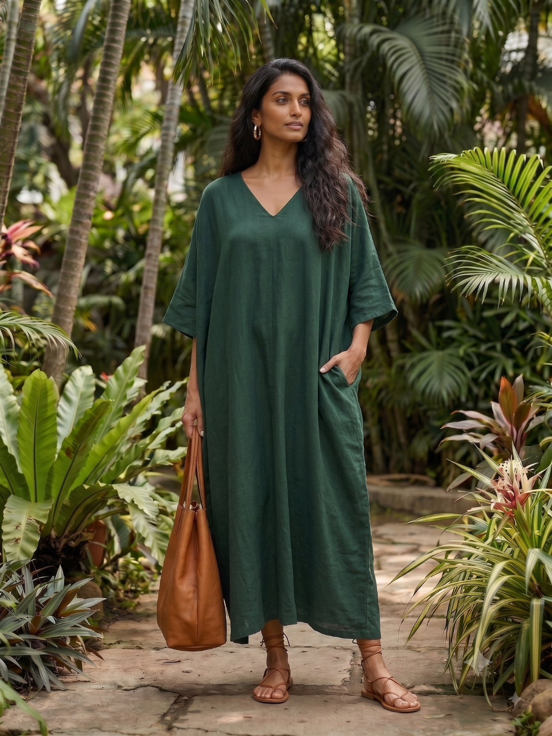 Sea Breeze Midi Kaftan Dress