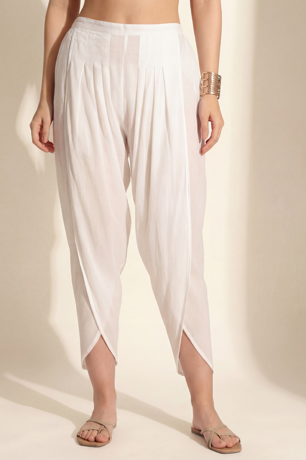 White Mulmul Cotton Dhoti Pant