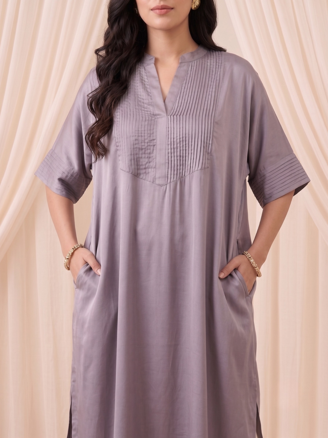 Adaa Modal Oversized Silk Kurta