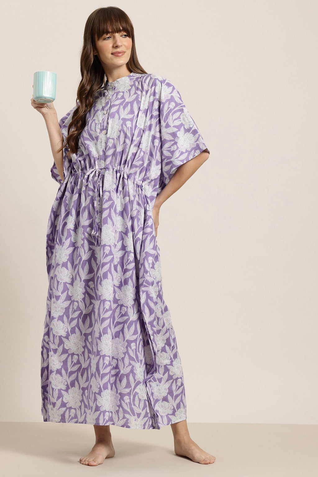 Lilac Symphony Cotton Shirt Kaftan