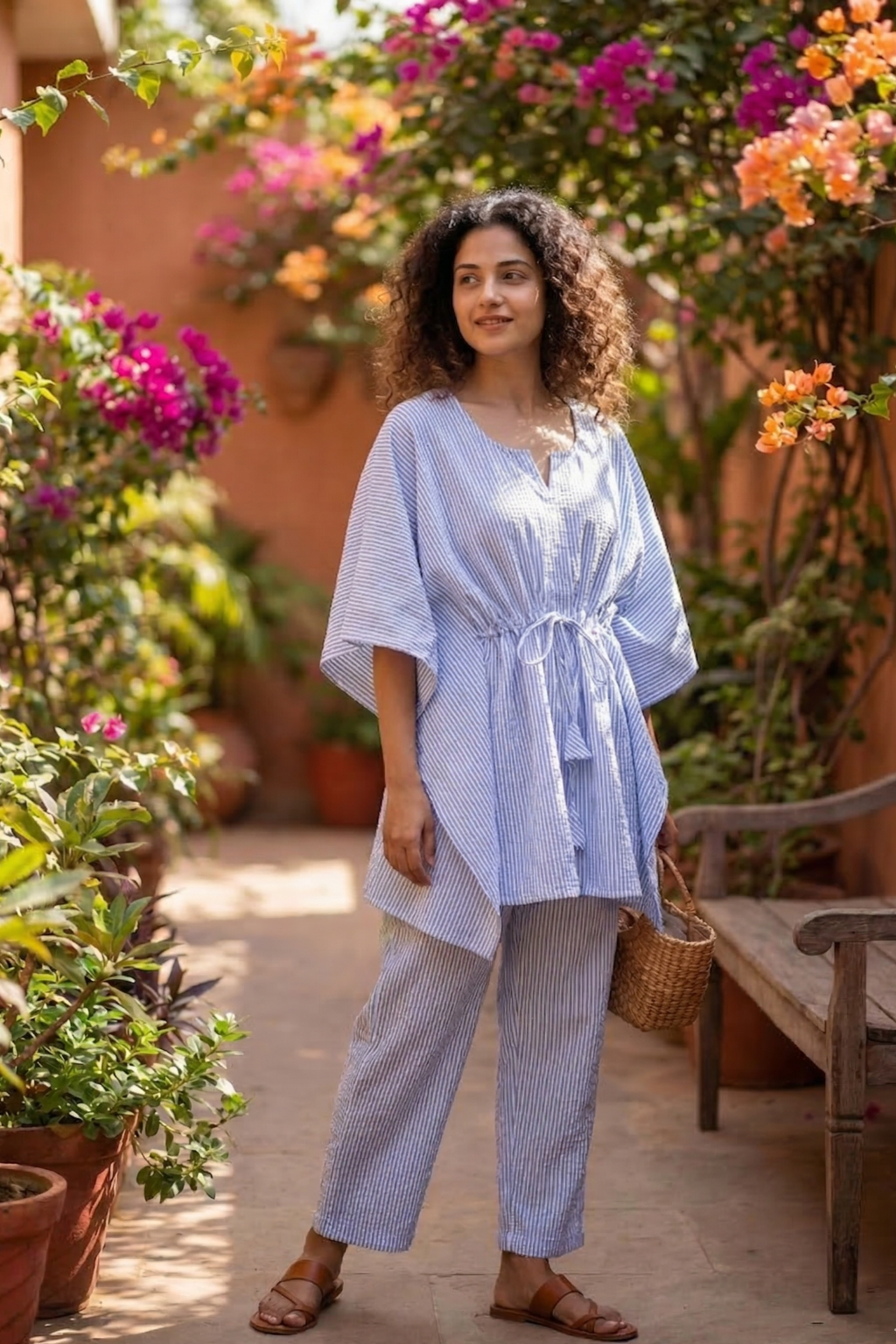 Marshmallow Stripe Cotton Co Ord Set