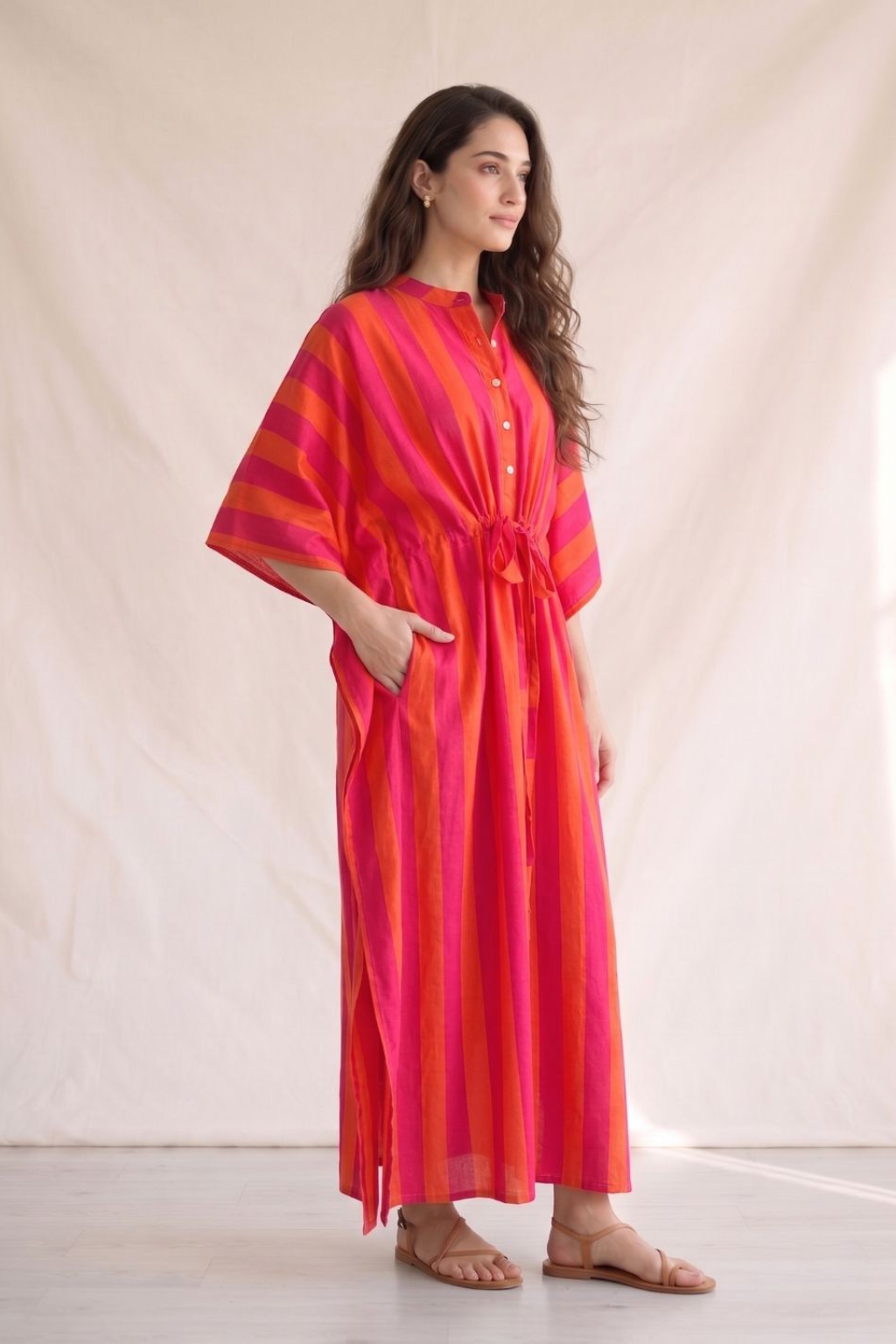 Sunset Sorbet Stripe Kaftan Dress