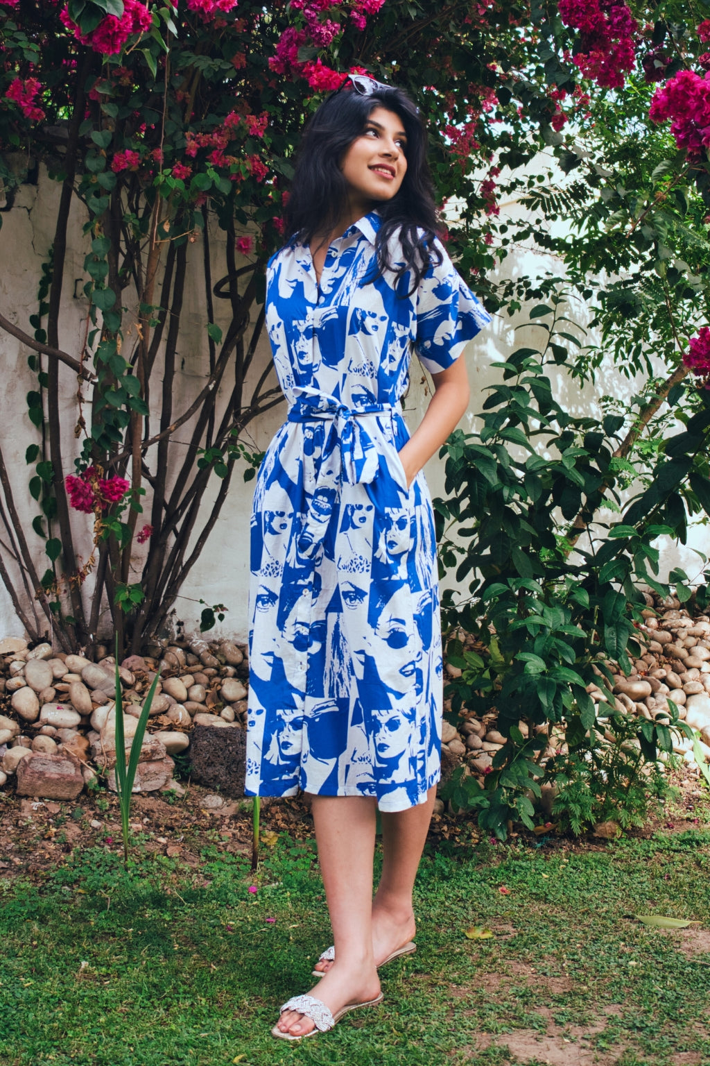 Face-Off Cotton Midi Shirt Dress