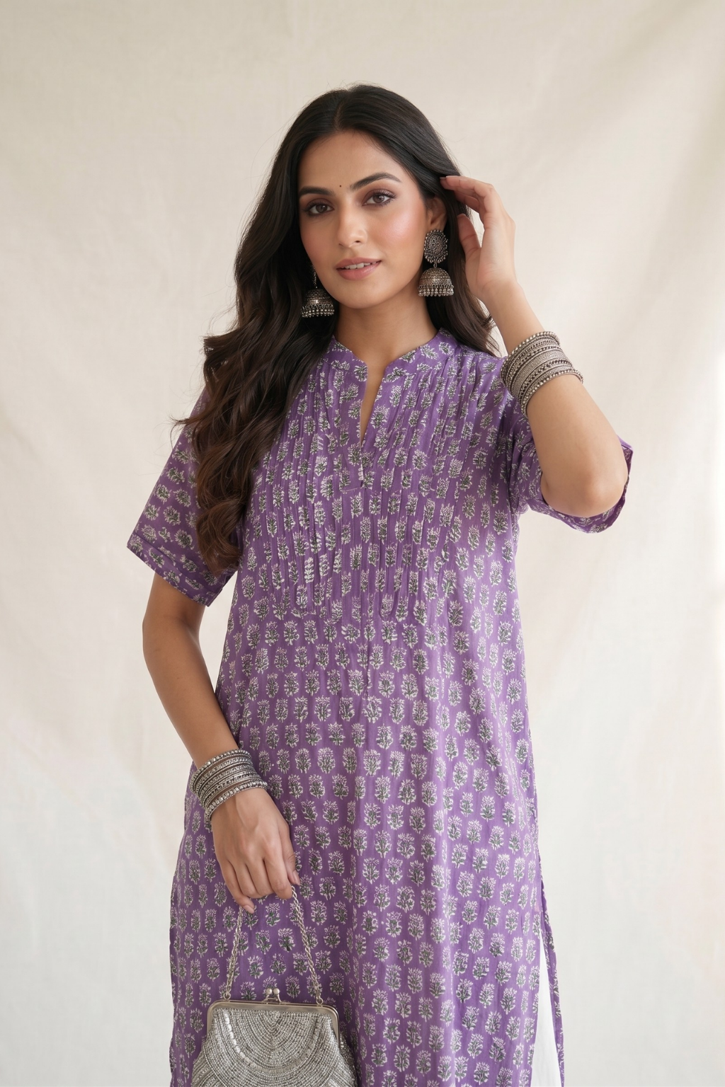 Purple Bloom Comfort Cotton Kurta