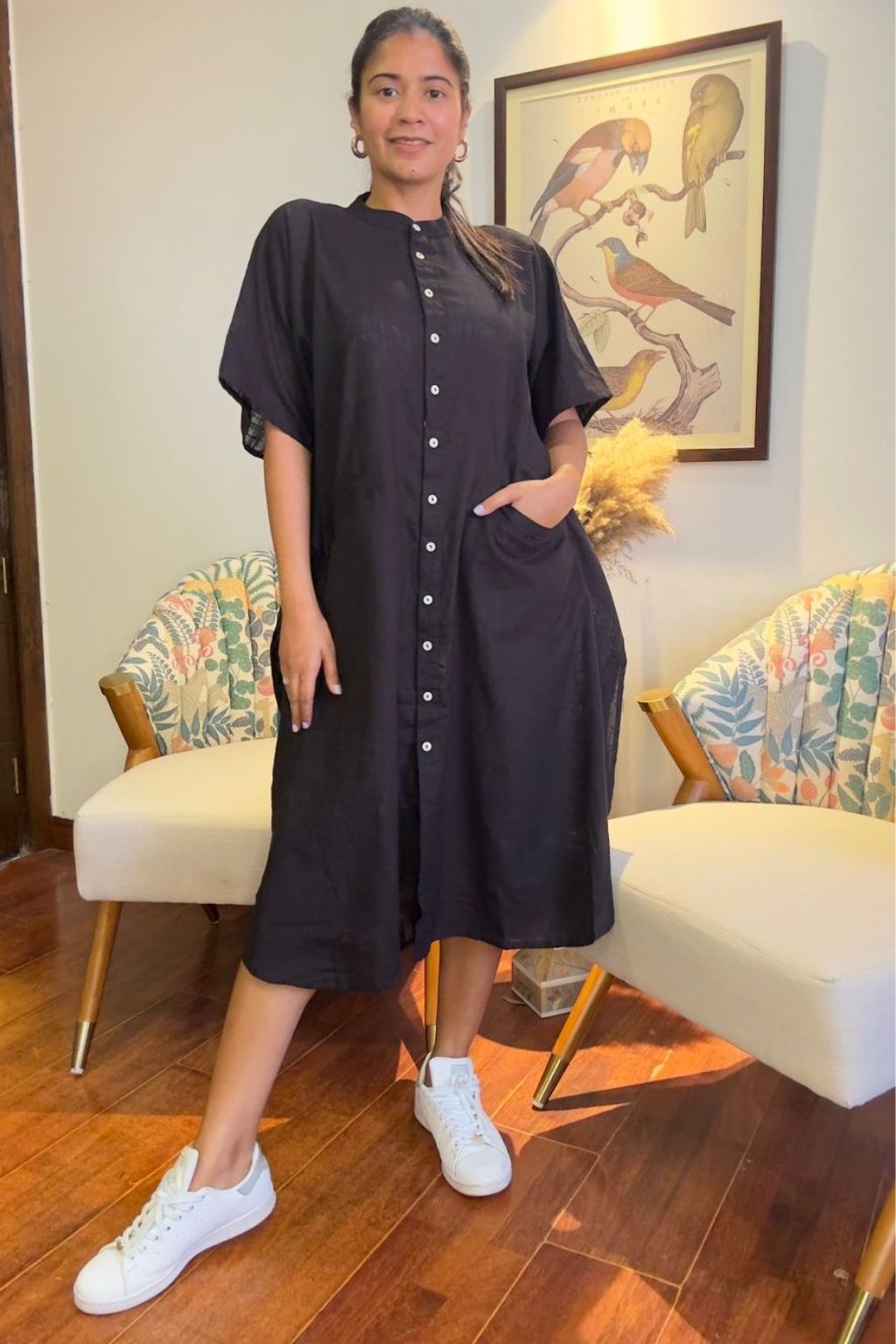 Black Beauty Oversized Kaftan Shirt Dress