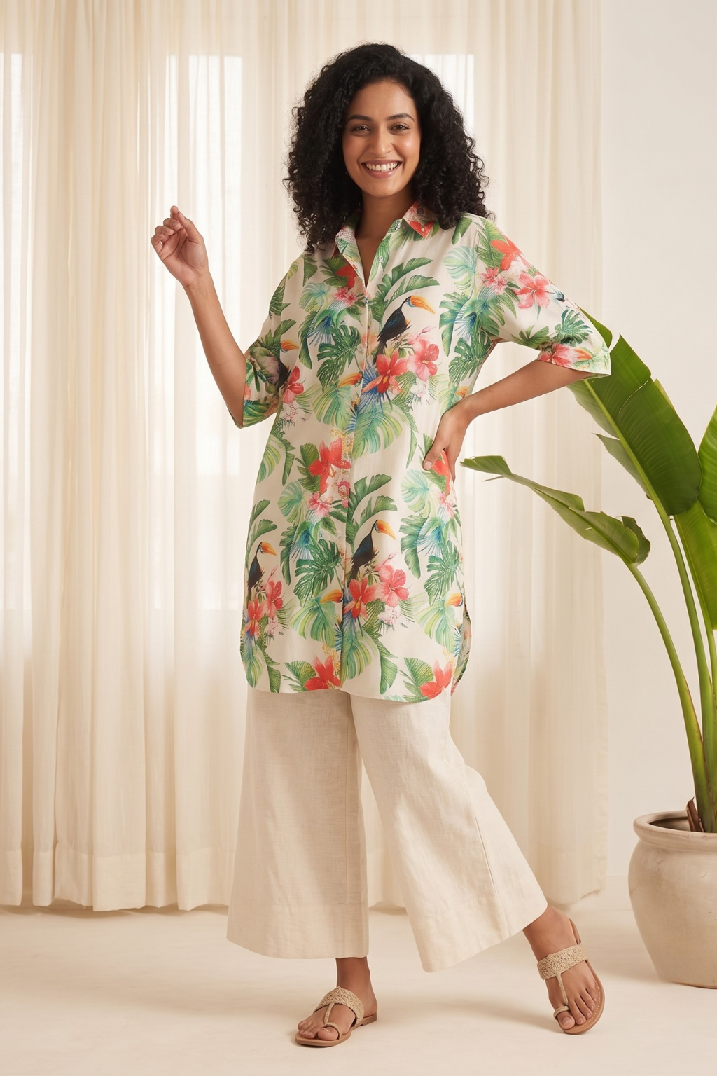 Beach Bliss Cotton Linen Long Shirt
