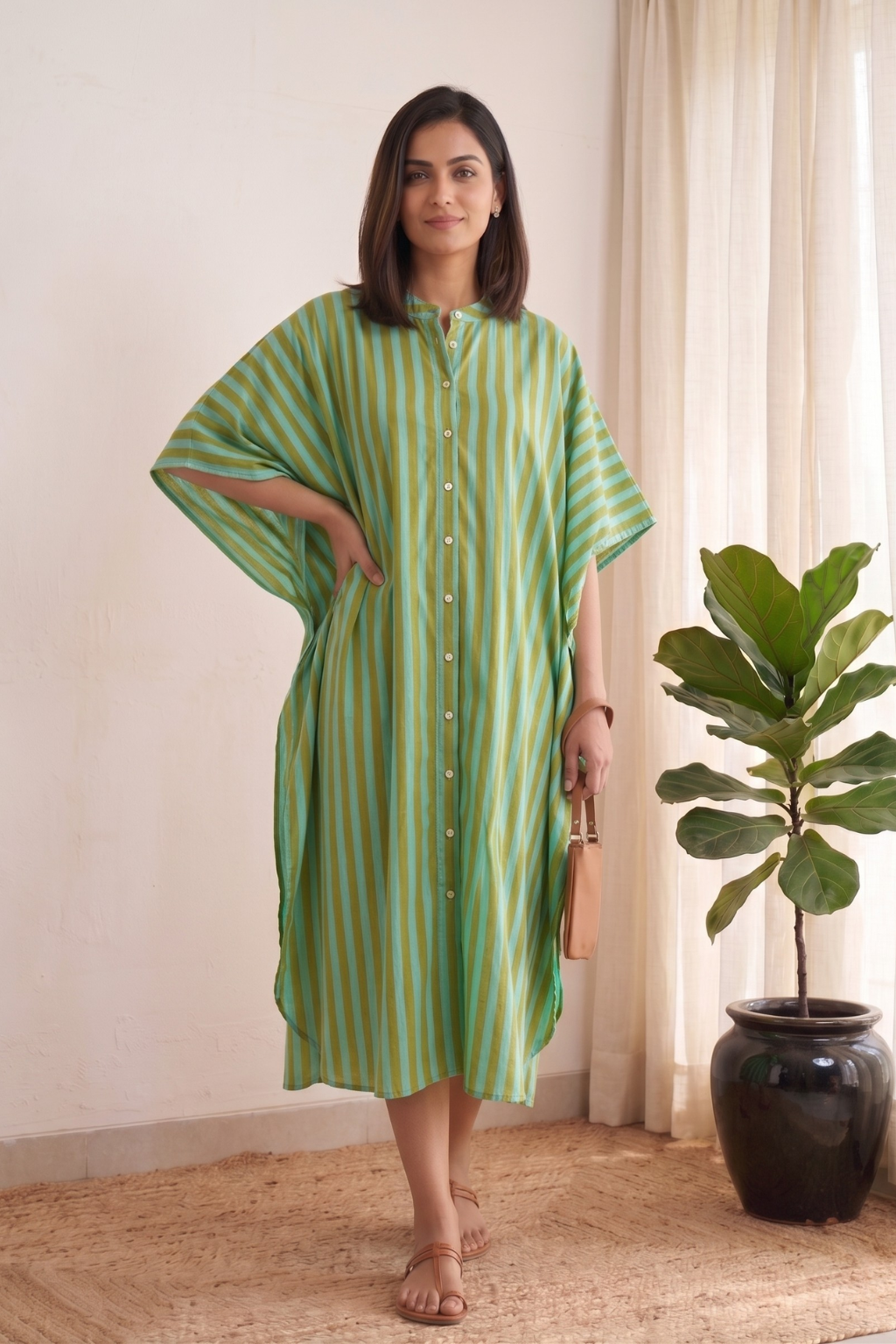 Summer Stripe Kaftan Dress