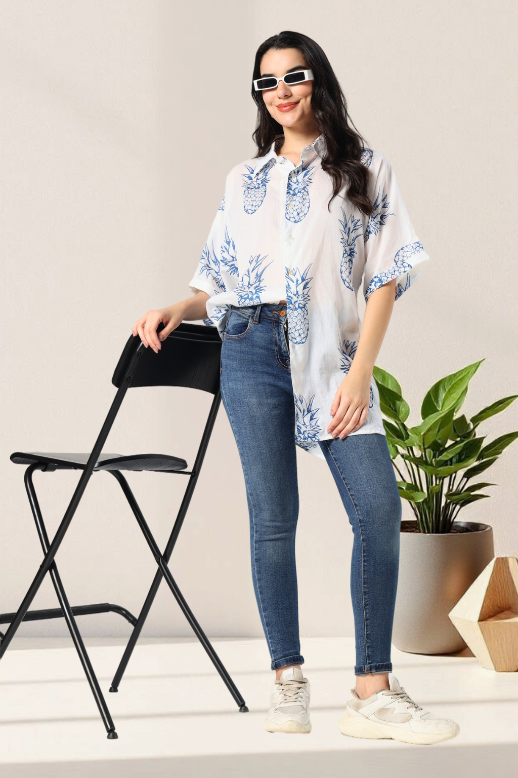 Blue Crush Pineapple Cotton Shirt