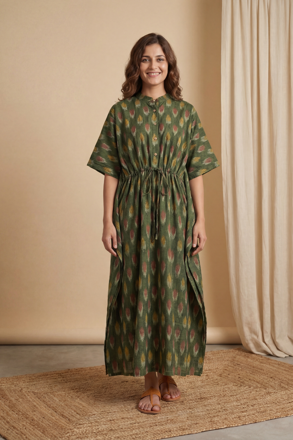 Sage Essence Ikat Kaftan