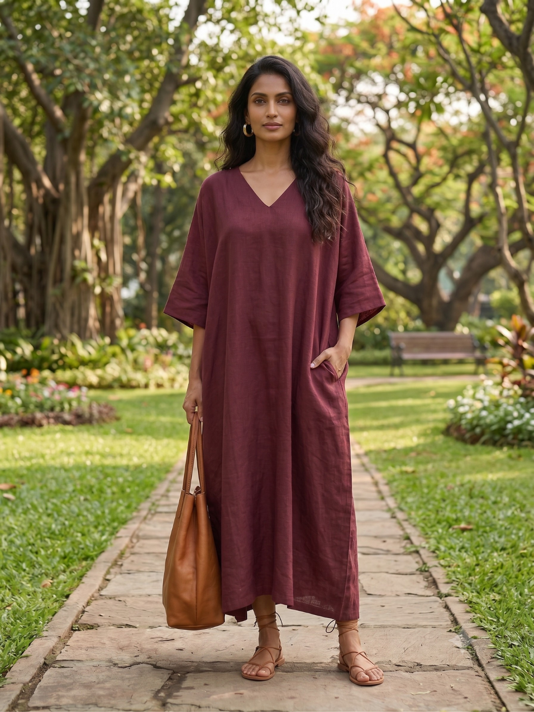 Crimson Tide Midi Kaftan Dress