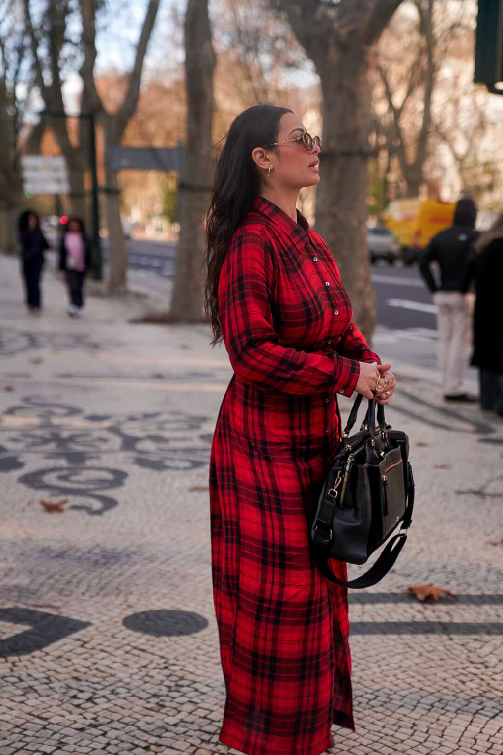 Maxi Check Dress with Belt