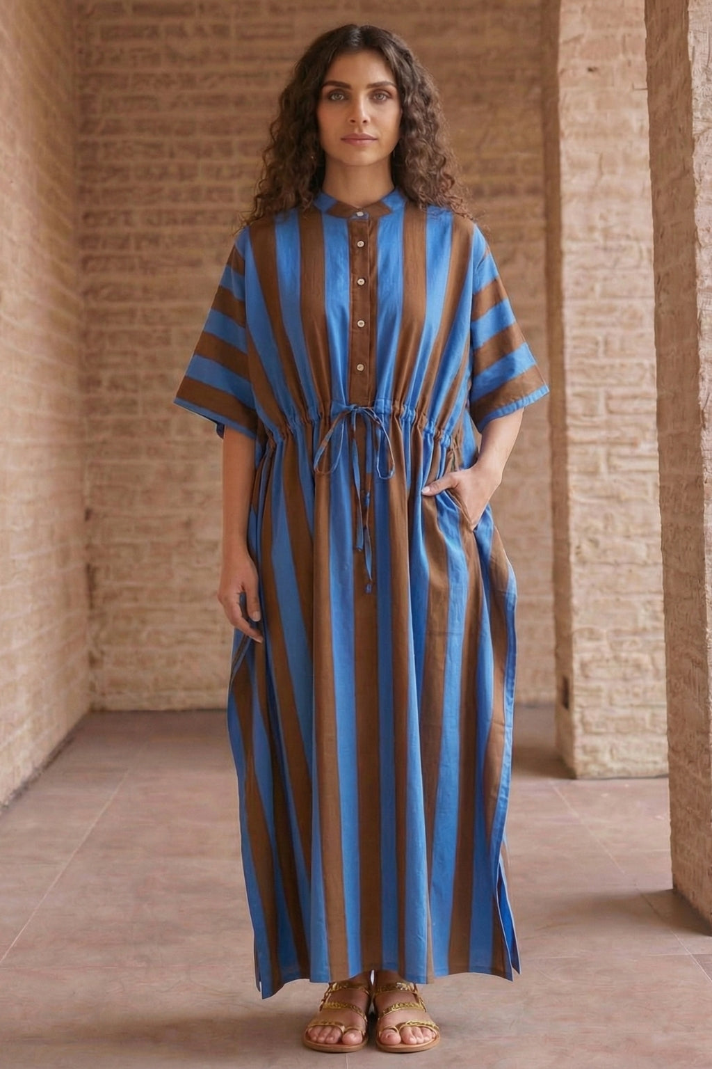 Earthy Muse Cotton Stripe Kaftan