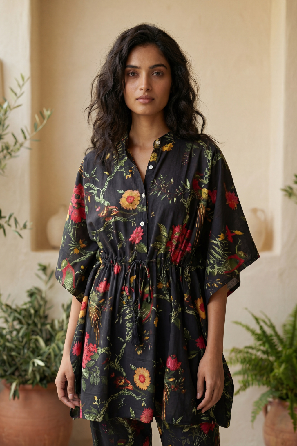 Dark Jungle Kaftan Cotton Co Ord Set