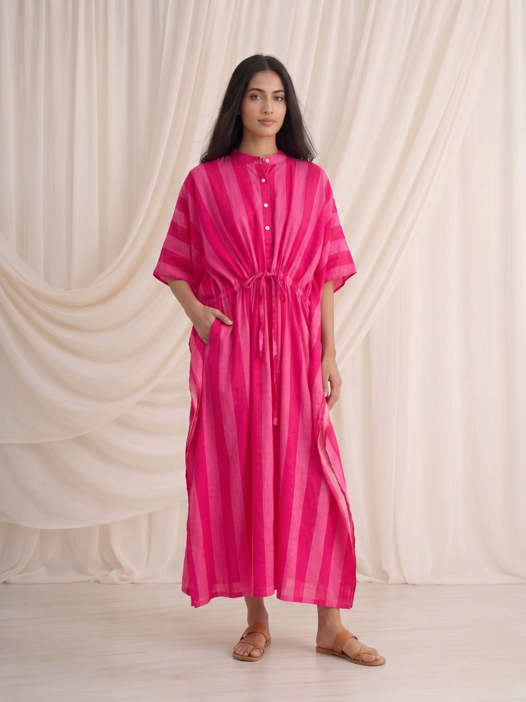 Blush Glow Stripe Maxi Kaftan