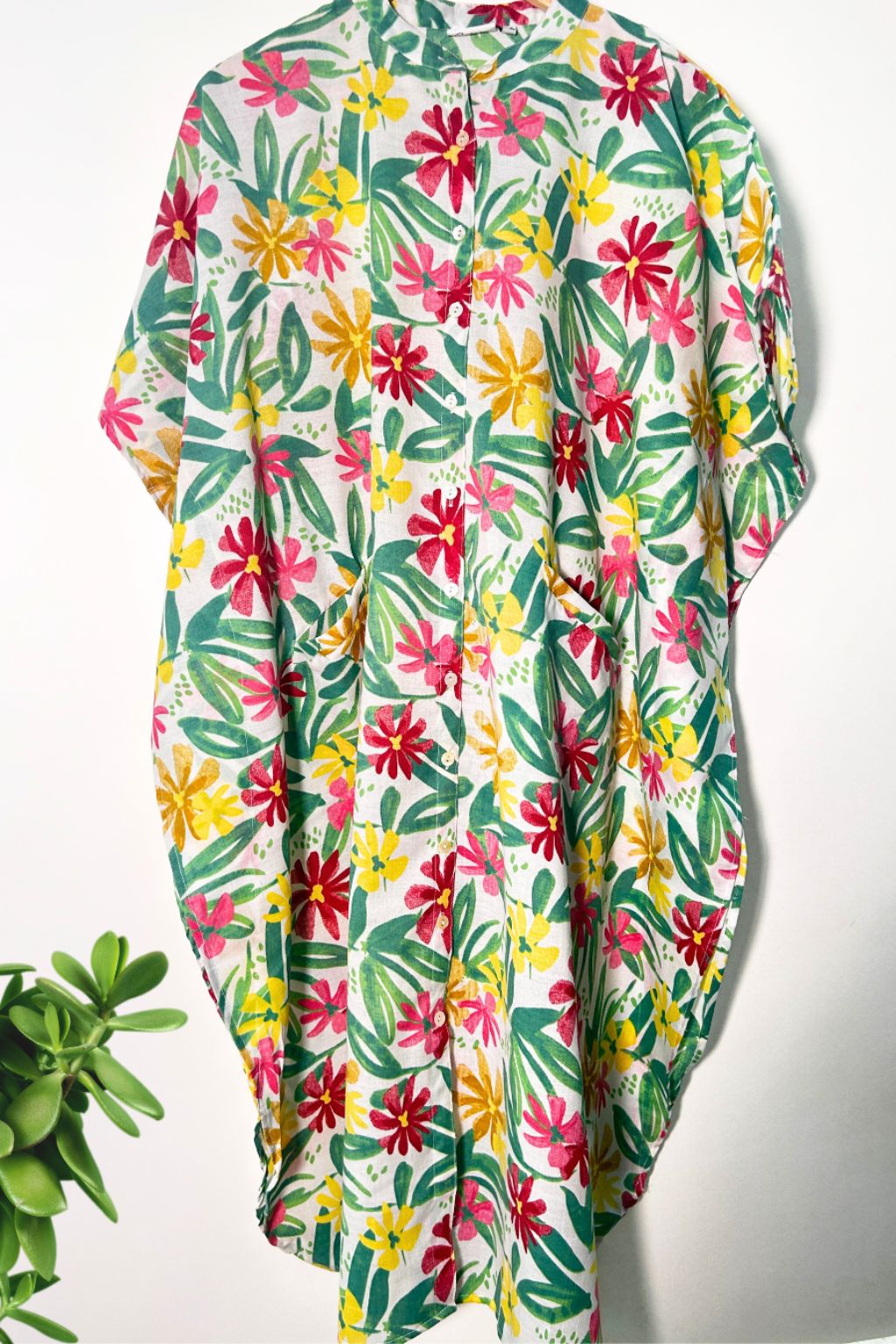 Colorful Dream Linen Kaftan Shirt Dress