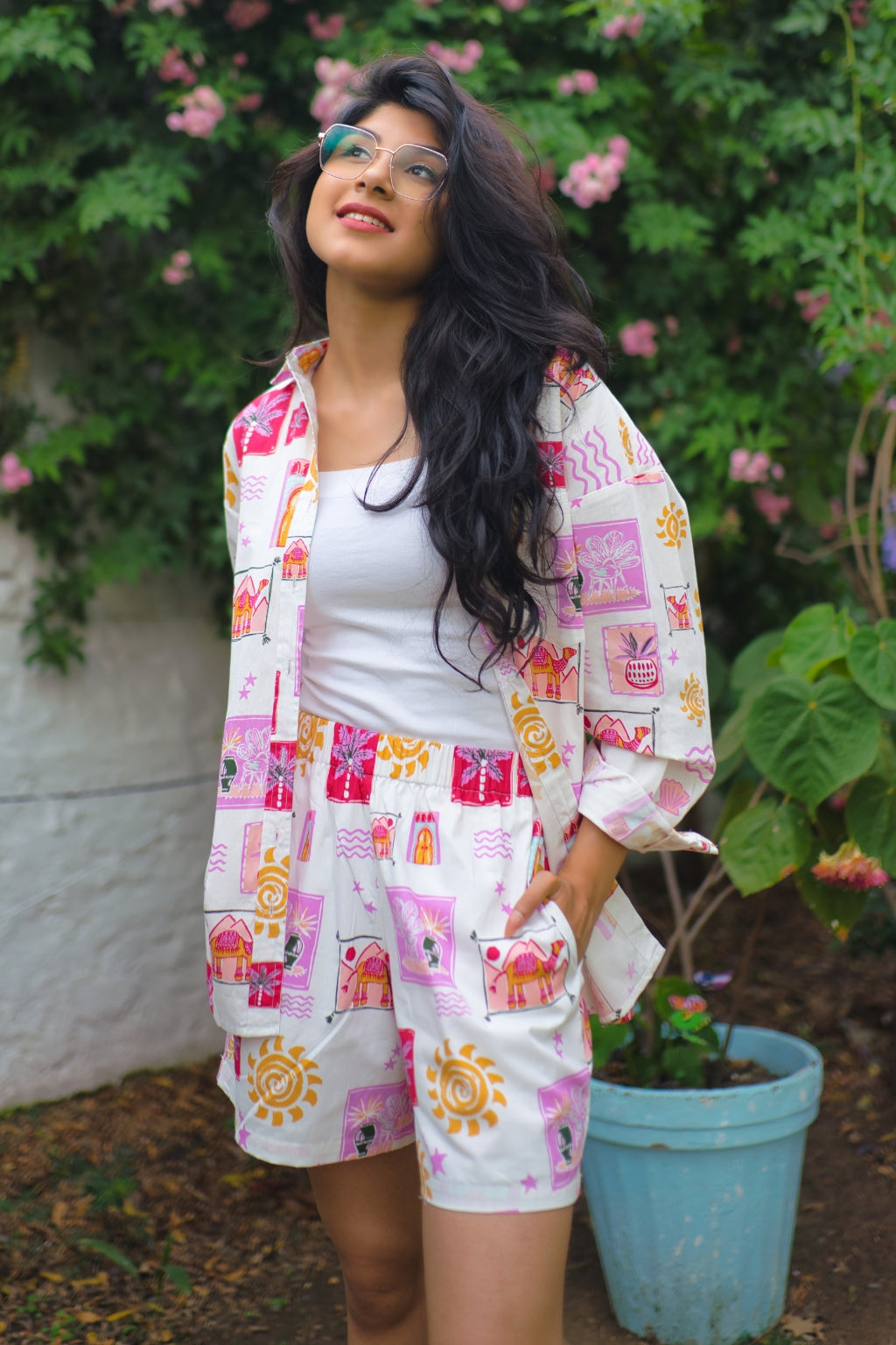 Camel Caravan Cotton Shorts Set