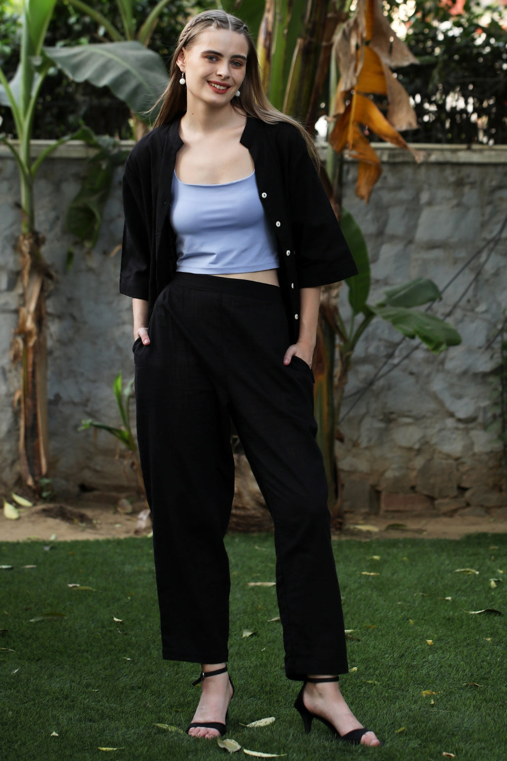 Solid Black Cotton Co-Ord Set