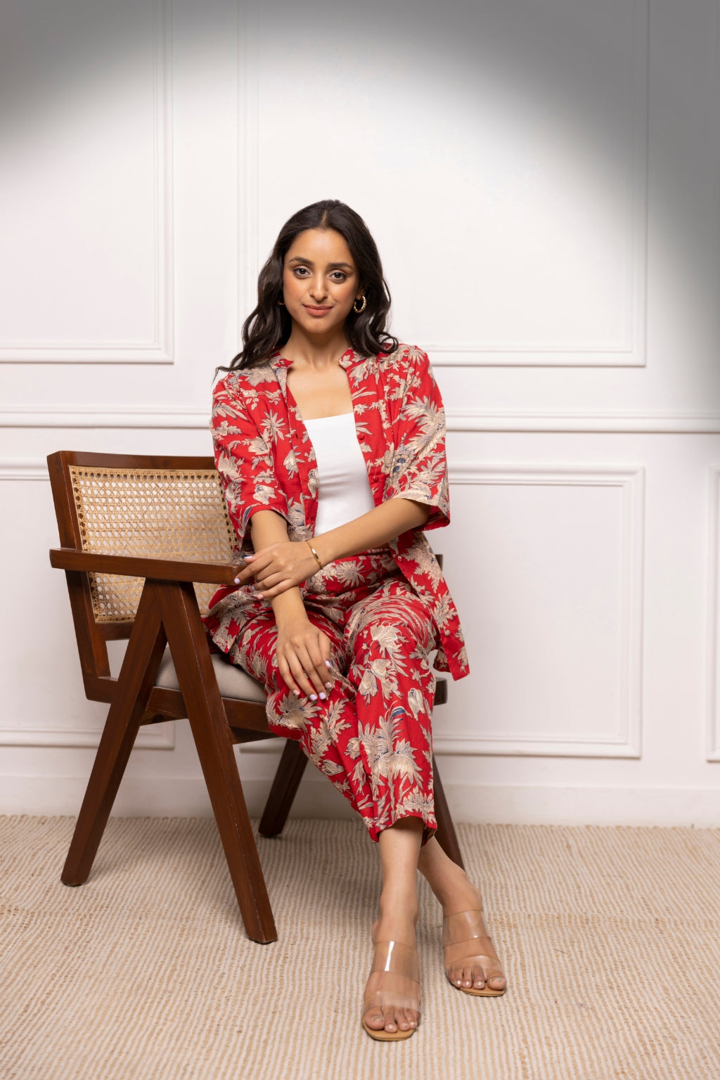 Red Flora Cotton Co-Ord Set