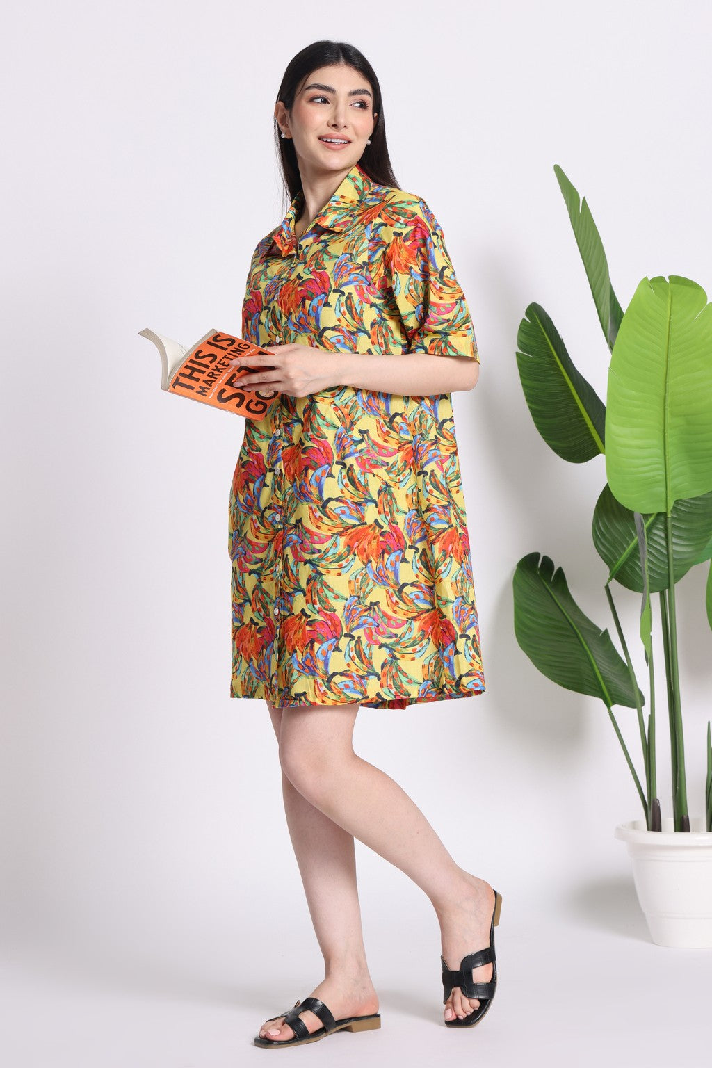 Go Bananas! Cotton A-Line Shirt Dress