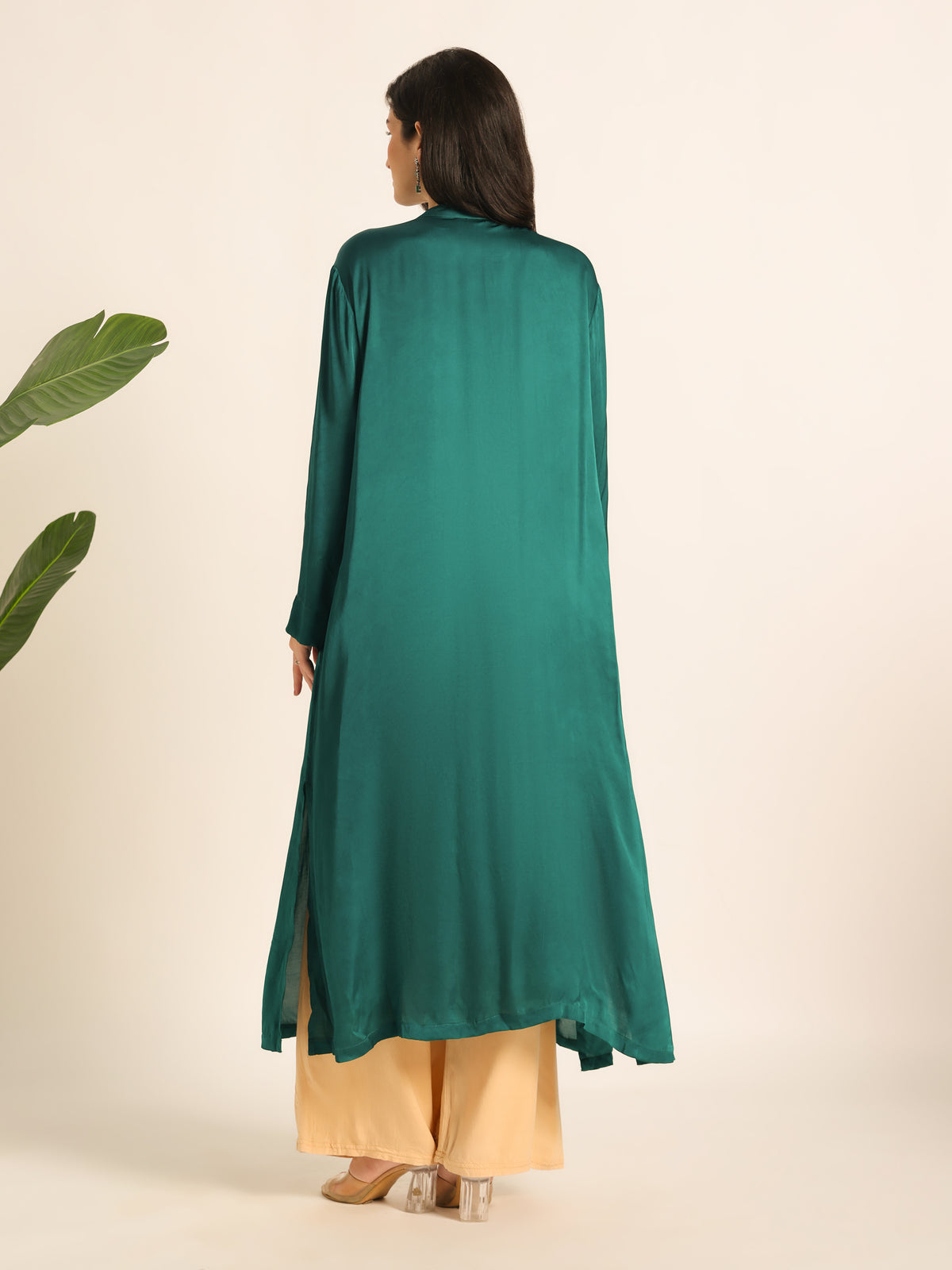 Sunehri Teal Modal Long Silk Kurta