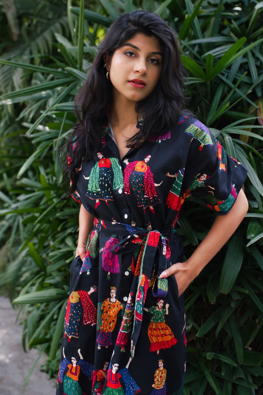 Dancing Frida Black Midi Dress