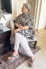 Petal Black Cotton Long Shirt