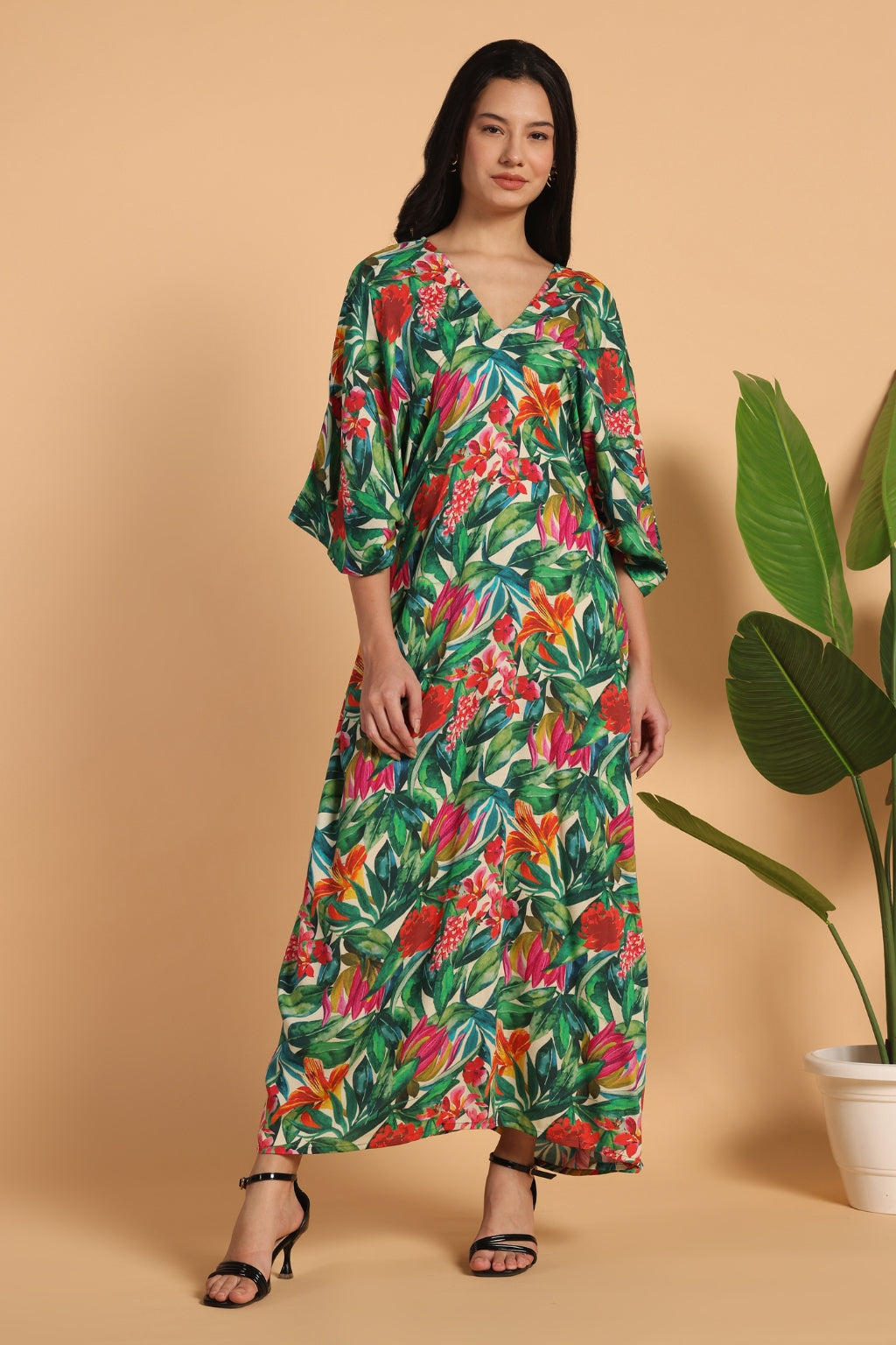Flowers in Bloom Rayon Maxi Dress With Belt