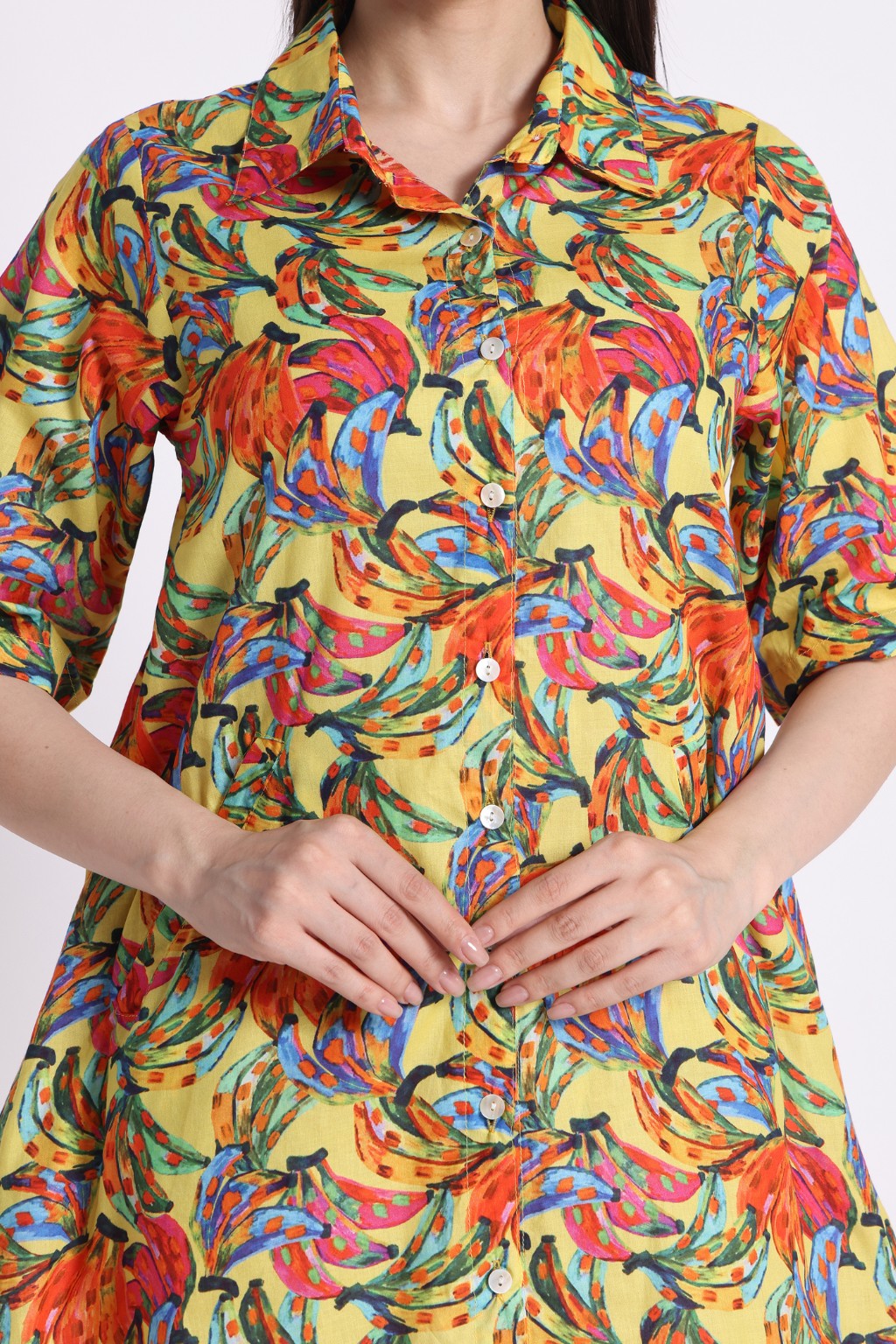 Go Bananas! Cotton A-Line Shirt Dress