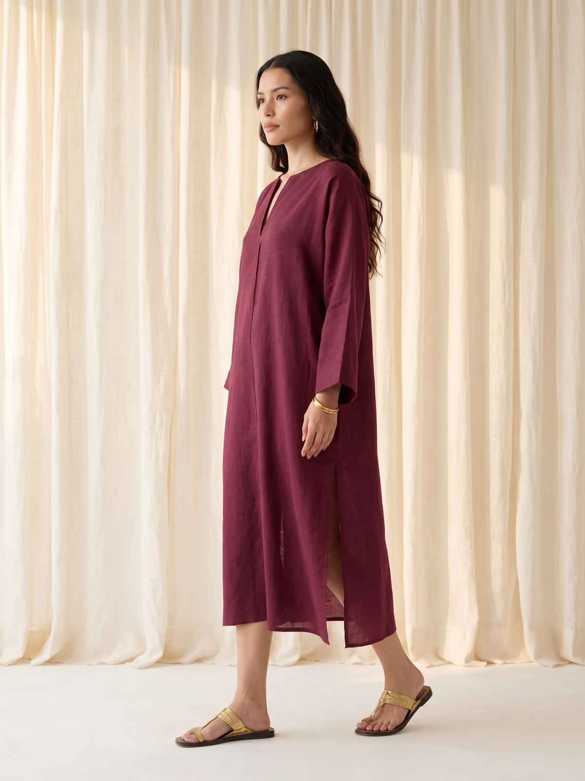Blooming Wine Comfort Cotton Kurta