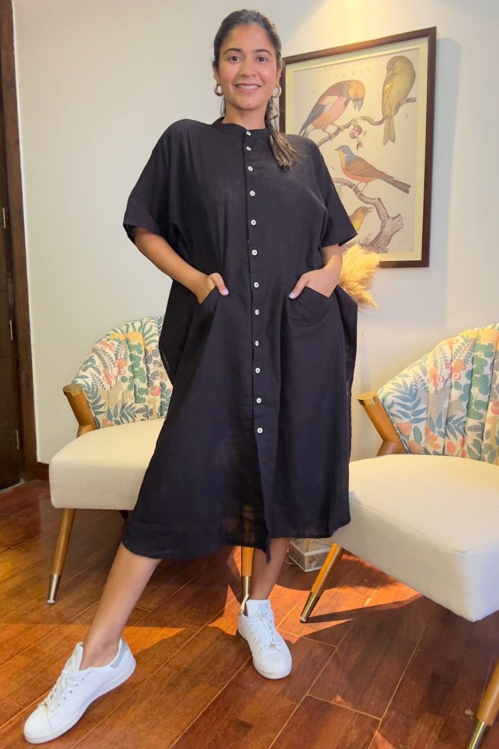 Black Beauty Oversized Kaftan Shirt Dress