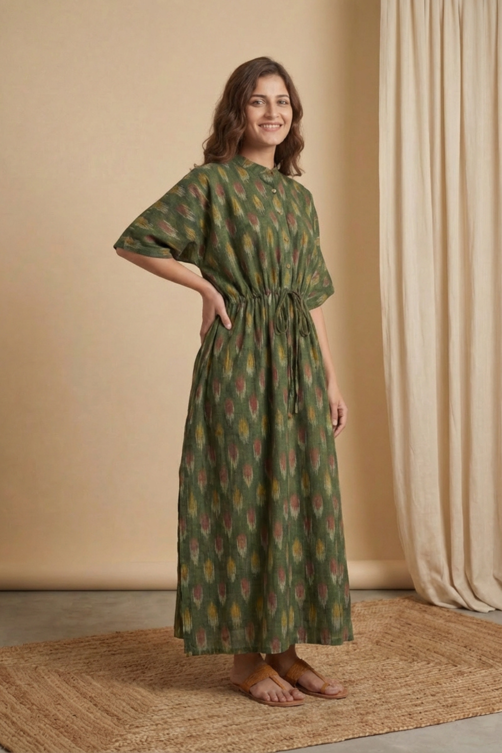 Sage Essence Ikat Kaftan