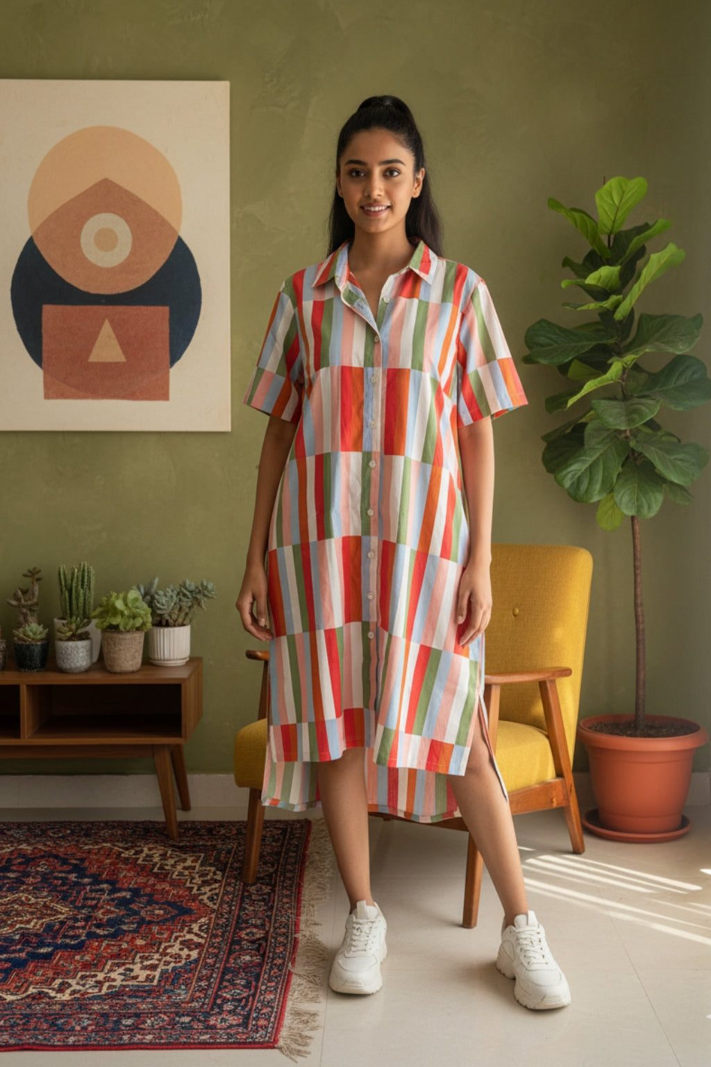 Carnival Multi Stripe Cotton Long Shirt