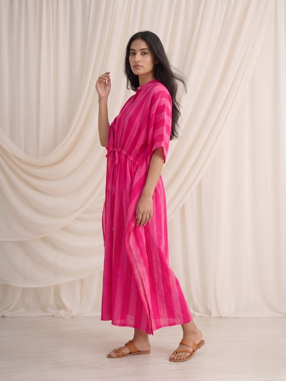 Blush Glow Stripe Maxi Kaftan
