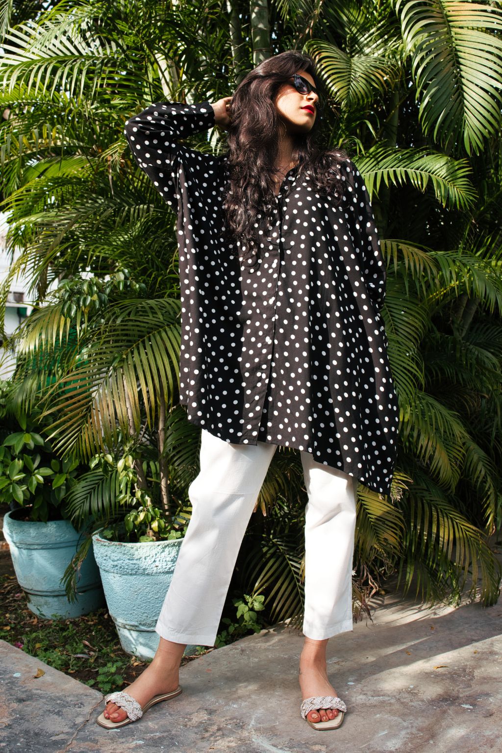 Poppy Polka Oversized Long Shirt