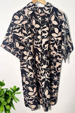 Petal Black Cotton Long Shirt