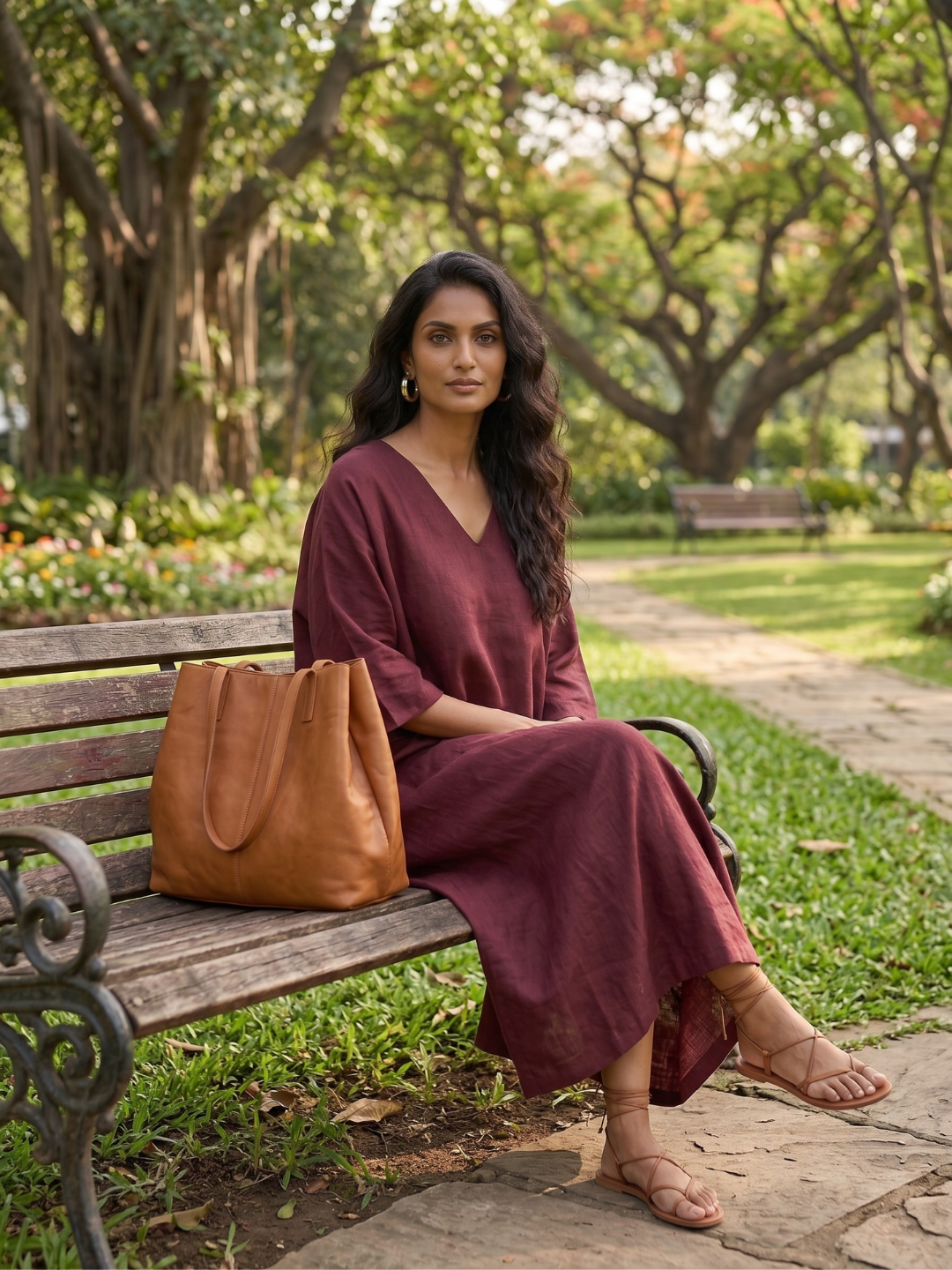 Crimson Tide Midi Kaftan Dress