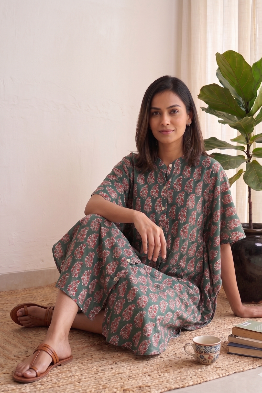 Bright Bloom Kaftan Dress