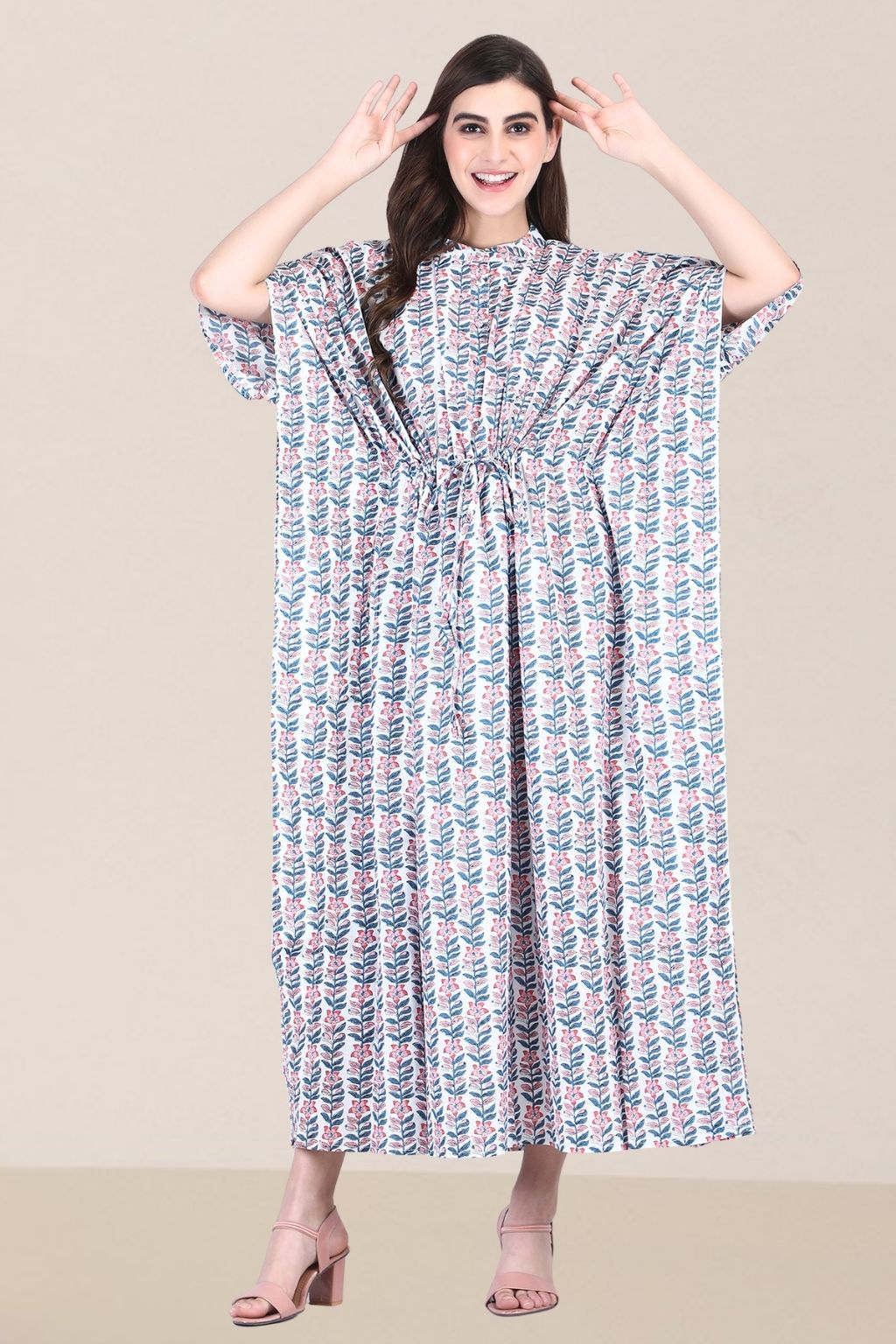 Pretty Jade Cotton Shirt Kaftan