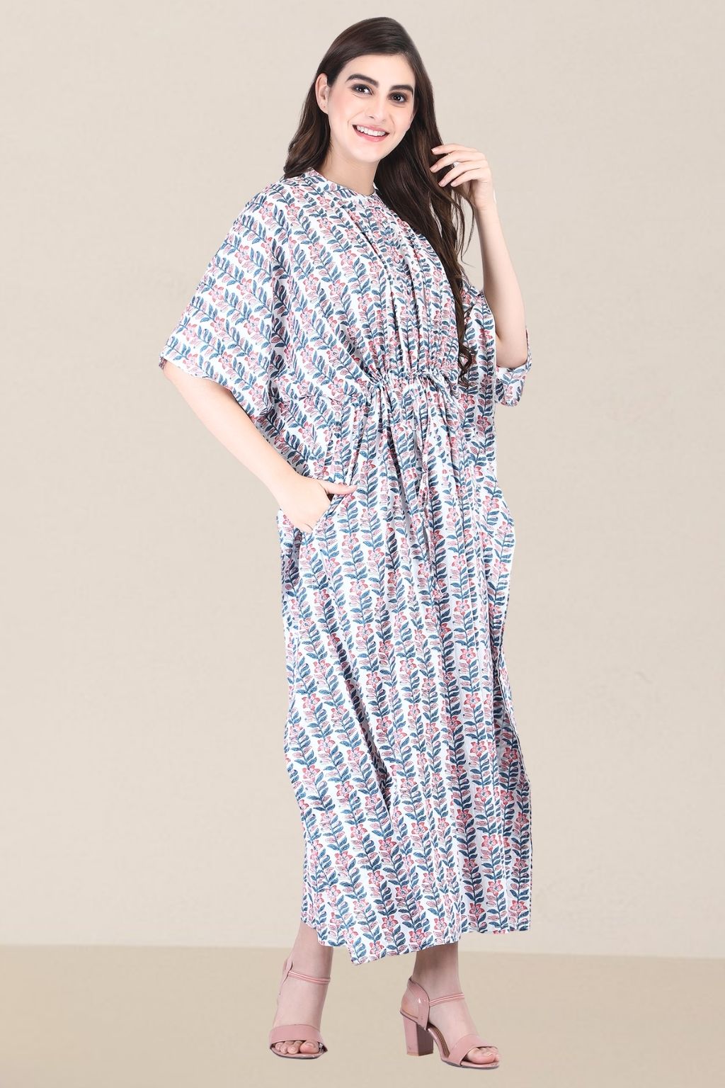 Pretty Jade Cotton Shirt Kaftan