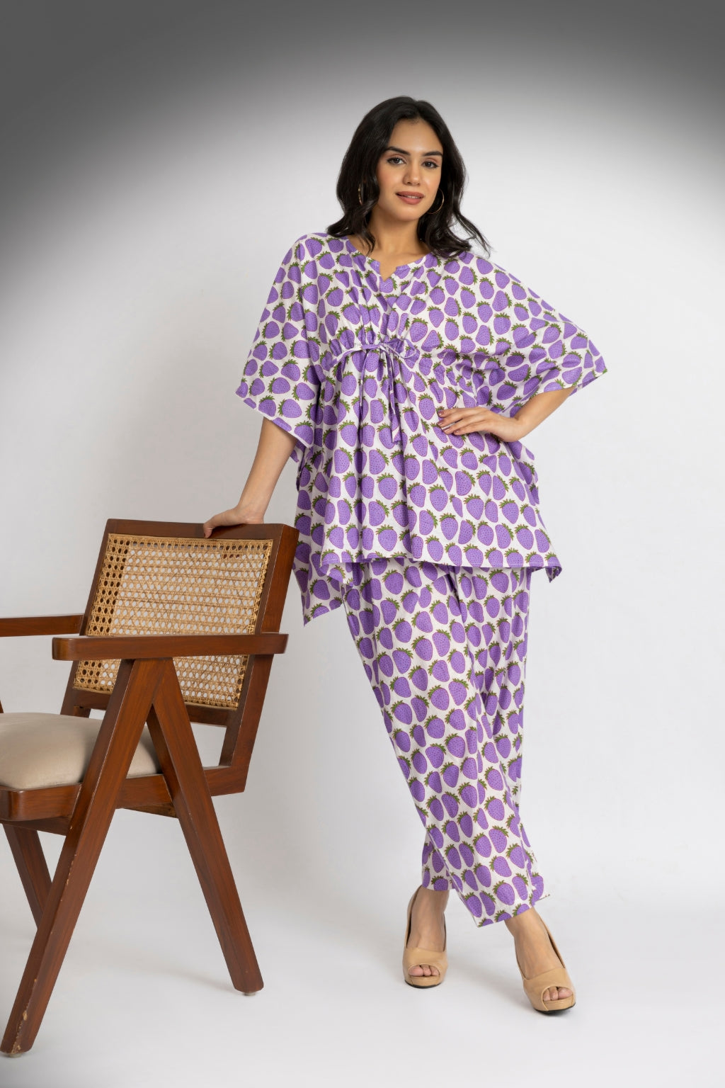 Strawberry V-Neck Kaftan Top Set